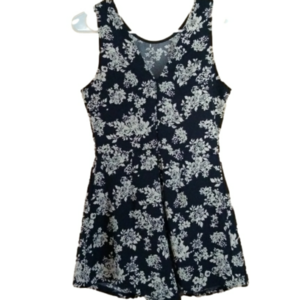 - Lush Pattern Romper Sz. S Navy Blue/ White Flowers Summer
